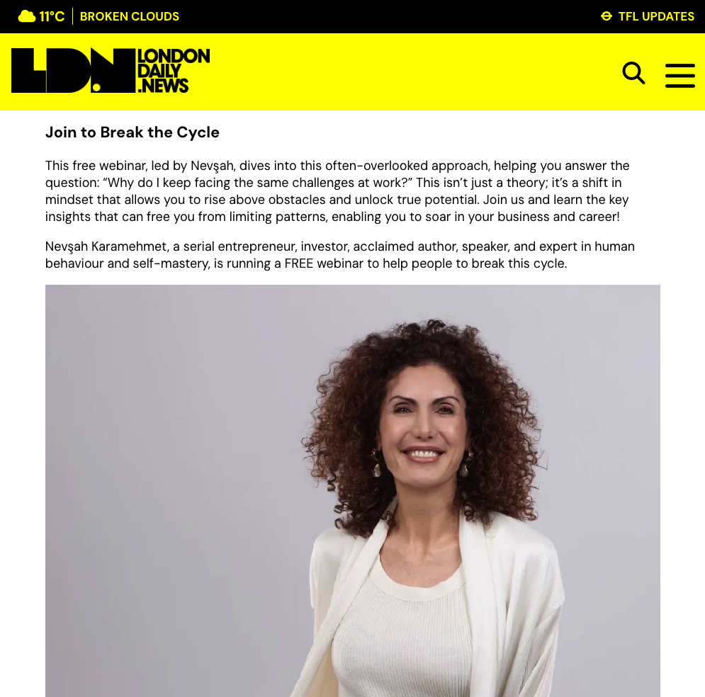 Screenshot of London Daily News story exploring the law of attraction